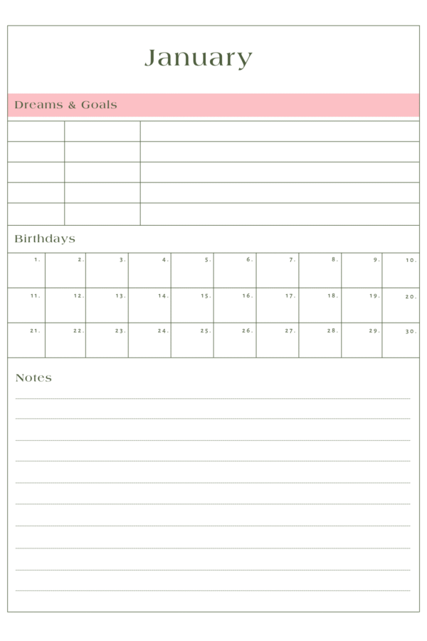 Perpetual Calendar 8x12